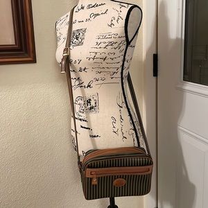 Allan Edward vintage 90s Pequin striped coated leather crossbody bag